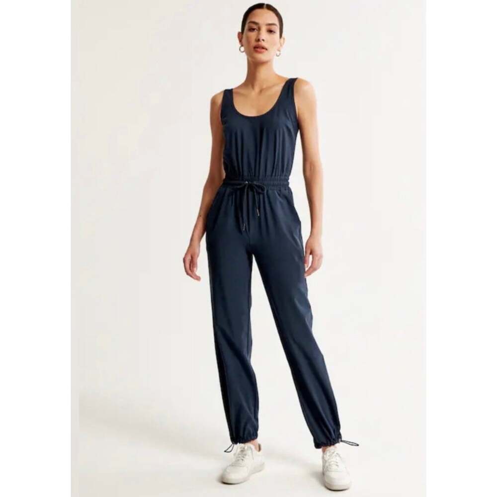 Abercrombie & Fitch Traveler Jumpsuit Women’s S Navy Blue Drawstring Jogger EUC